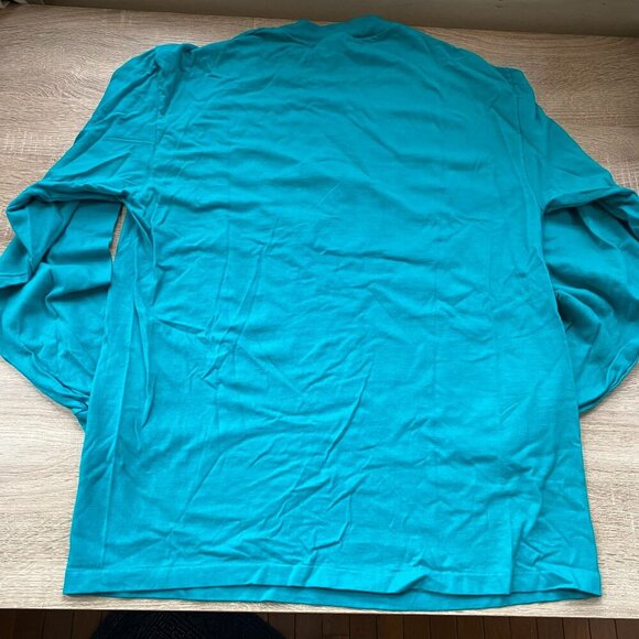 Vintage 90s Hanes Fortune 500 Long Sleeve T Shirt Teal Blue - Picture 3 of 6